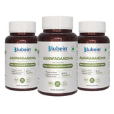 Blubein Ashwagandha Natural Stress Reliever, Enhances Physical Performance 500mg With 5% Withanolides, For Stress Relief & Anxiety Reduction | 60 Tablets 100gm 0.2lbs Each Pack Of 3