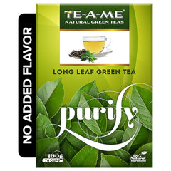 TE-A-ME Purity Long Leaf Green Tea - 100gm, 3.5 Ounce, 70 Cups | Increase Metabolic Rate, 100% Natural Ingredients - No Artificial Oils, Aroma Or Flavor
