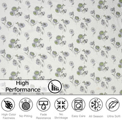 Soft Cotton Single Size Bedsheet With 1 Pillow Cover | 60 X 90 Inches, White & Blue | Anti-Fade Printed Design | 200 Thread Count