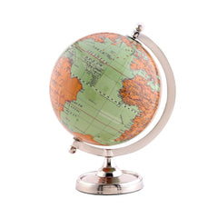 Light Green Earth Globe For Desk & Office Decor 6 Inch Classy Desktop World Rotating Globe With Silver Stand (Not Plastic) Perfect For Bookshelf & Table, Pack Of 1