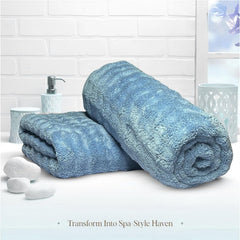 Enrich Homes Microfiber Bath Towels 900 Gsm | Large Size Super Soft Towel For Women & Men (Light Blue)- 2 Pcs