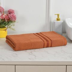 Cotton Bolls Textiles 100% Cotton Bath Towel 600 Gsm | Super Soft & Absorbent Quick-Dry Bath Towel Textured & Durable Cotton Towel (Brown)