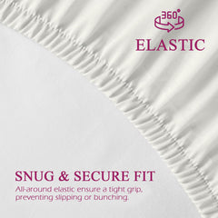 Double Bedsheet For Queen Size With 2 Pillow Cover (72 X 72 Inches, Off White) | All Round Elastic Fitted Bedsheet | Soft, Breathable, Smooth & Luxurious Feel