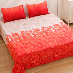 Bedsheet For King Size Bed With 2 Pillow Covers - 106 X 106 Inches, Red | Soft & Durable For Everyday Use - All Season Comfort