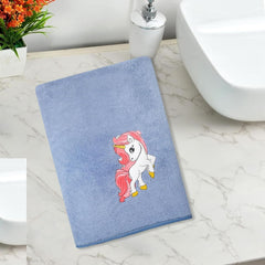 Maxoshine Microfiber Kids Bath Towels 400 Gsm | Quick Dry Super Absorbent Super Soft Bath Towel For Babies Toddler-Baby Towel - Blue (Unicorn Design)