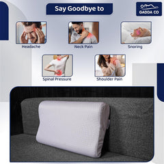 Orthopedic Memory Foam Pillow For Neck Pain Relief, White - 19 X 11 X 2.5 Inch | Ergonomic Cervical Support For Spinal Alignment & Better Sleep | For Head, Shoulder Pain Relief - 1 Piece
