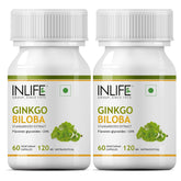 Inlife Ginkgo Biloba Extract Capsules 120mg, Herbal Supplement, Memory Support | 60 Veg Capsules 50gm 0.1lbs Each Pack Of 2