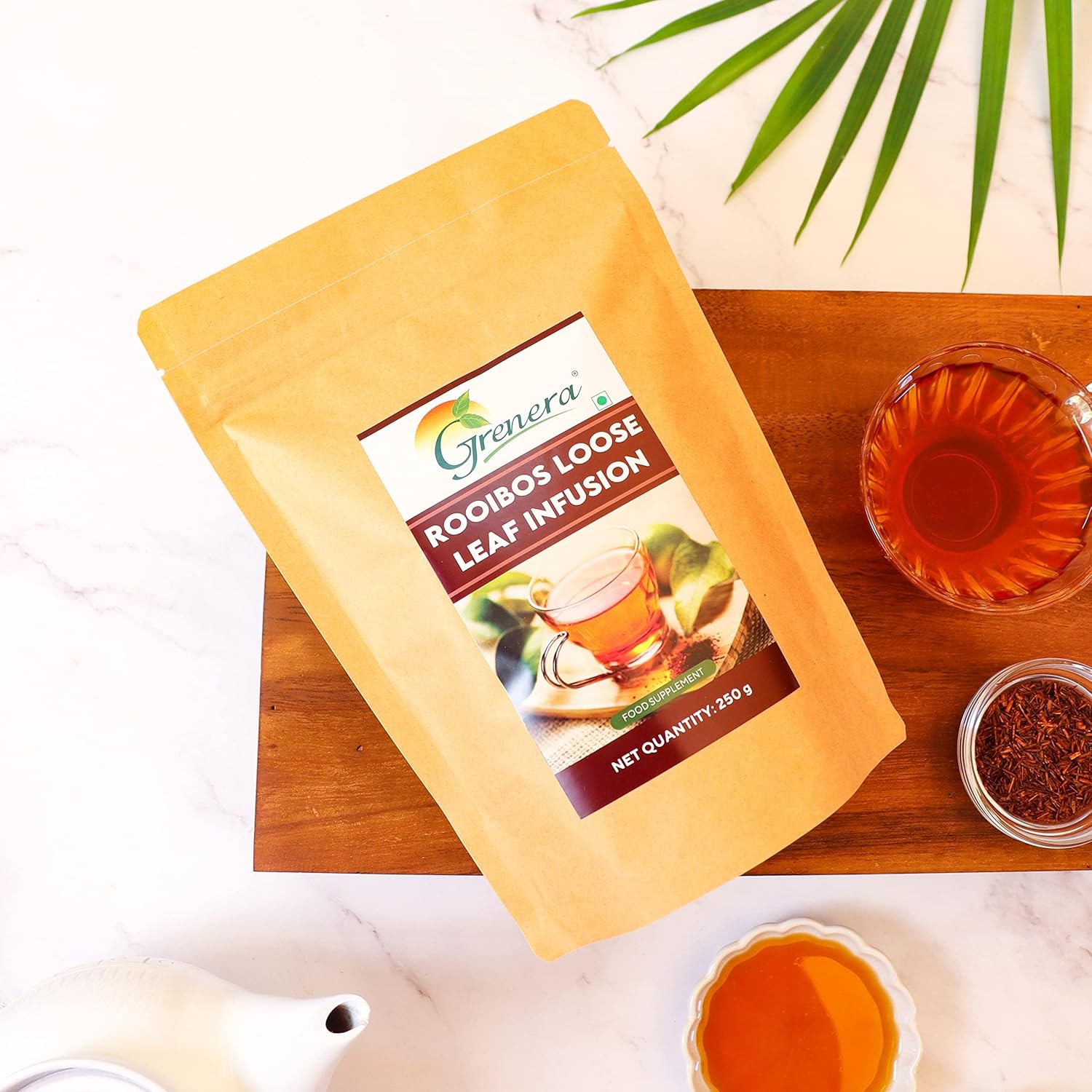 Grenera Rooibos Loose Leaf Infusion - 250gm, 8.8 Ounce | Herbal Dietary Supplement - Anti Oxidant Rich Tea | Caffeine Free, Gluten Free, Non GMO Grenera Rooibos Loose Leaf Infusion - 250gm, 8.8 Ounce | Herbal Dietary Supplement - Anti Oxidant Rich Tea | Caffeine Free, Gluten Free, Non GMO