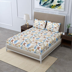 Super Soft Cotton King Size Bedsheet With 2 Pillow Cover + Comforter - 72 X 78 Inches, Multicolor | All Around Elastic Fitted | Skin Friendly & Long Lasting