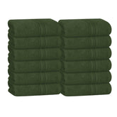 Boutiquo Ultra Soft 100% Cotton Washcloths 1800 Gsm | Contains Face Cloths Compact & Lightweight Multi Purpose Washcloths - Olive Green (12 Piece)
