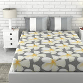 1 Double Bedsheet With 2 Pillow Covers - 88 X 90 Inches, White & Grey | Queen Size Double Bedsheet Cotton | Ideal For Everyday Use