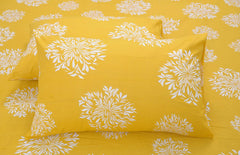 Flat Bedsheet For Double Bed With 2 Pillow Covers - 88 X 96 Inches, Yellow | Comfort Fabric Bedsheet Home, Hotel & Guest House