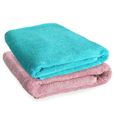 Heelium Bamboo Bath Towel 600 Gsm | Ultra Absorbent | 3x Softer Than Cotton Towels | Pack Of 2 - Peach, Teal