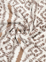 Homefresh Decorative Cotton Bath Towel 500 Gsm | Geometric Pattern Brown & White (Kelle)