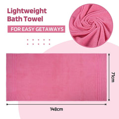 Kuber Industries Bath Towel 1350 Gsm | Towel For Bath, Gym, Travel & Beach | Plain Lining (Pink)- Pack Of 3