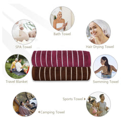 Casa Copenhagen Designed In Denmark Estatic Super Soft 2 Pieces 100% Cotton Large Bath Towel 525 Gsm - Toffee & Burgundy