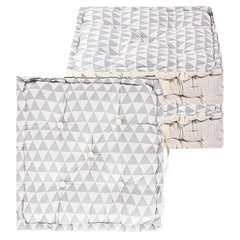 Cotton Chair Cushions Pillow For Sitting, Back Rest, Triangular Print - Grey | Chair Pad For Office Work & Posture Support | Furniture Cushion, Lightweight & Long Lasting - Pack Of 3