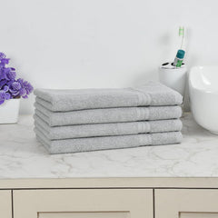 Fresh From Loom Luxury Fur Collection Hand Towel 500 Gsm Napkins Cotton High Absorbency Double Stitched Size (Grey) - Set Of 4