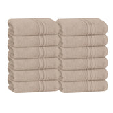 Boutiquo Ultra Soft 100% Cotton Washcloths 1800 Gsm | Contains Face Cloths Compact & Lightweight Multi Purpose Washcloths - Tan (12 Piece)