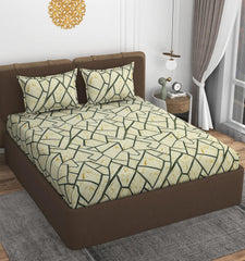 All Around Elastic Fitted Bedsheets King Size With 2 Pillow Covers | Double Size 72 X 78 X 10 Inches, Cream - Ideal For Hotel, House, Bedroom, Guest House