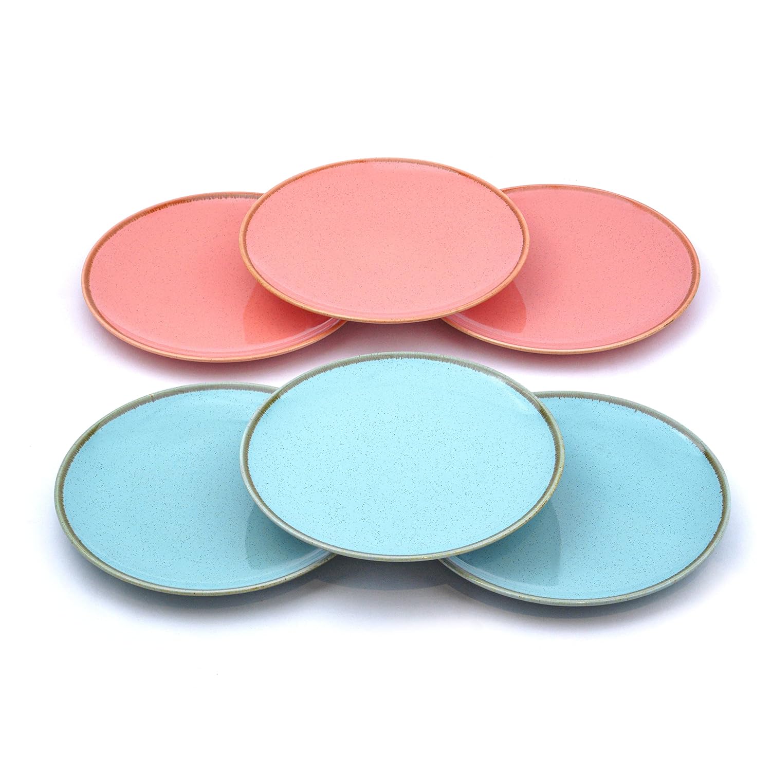 Quarter Plates Set Of 6, Pink & Blue Sprinkle Series | Ceramic Snack Plates - Snacks Plates Set | 3 Pink Plates + 3 Blue Plates - Small Plates With Glossy Finish | Microwave Safe & Chip Resistant Quarter Plates Set Of 6, Pink & Blue Sprinkle Series | Ceramic Snack Plates - Snacks Plates Set | 3 Pink Plates + 3 Blue Plates - Small Plates With Glossy Finish | Microwave Safe & Chip Resistant