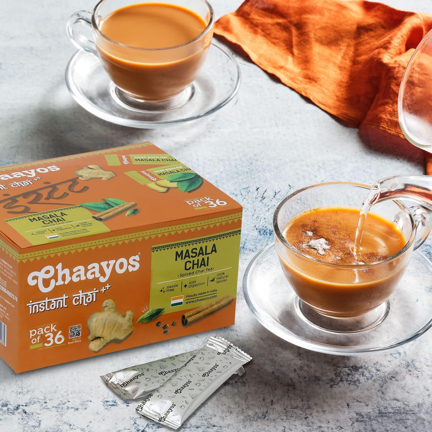 Chaayos Instant Premix Masala Chai - 36 Sachets, 288gm, 10.1 Ounce | Aids Digestion, Boosts Metabolism - Spiced Assam Chai Tea | Low Sugar, Caffeine Free Chaayos Instant Premix Masala Chai - 36 Sachets, 288gm, 10.1 Ounce | Aids Digestion, Boosts Metabolism - Spiced Assam Chai Tea | Low Sugar, Caffeine Free