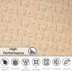 Printed King Size Bedsheet With 2 Pillow Cover - 108 X 108 Inches, Beige | Double Bed Breathable & Wrinkle Free | All-Season Comfort Bedsheet