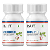 Inlife Guduchi Giloy Tinospora Cordifolia Stem Extract For Immune Support Supplement, 500mg, Support General Well - Being | 60 Veg Capsules 50gm 0.1lbs Each Pack Of 2