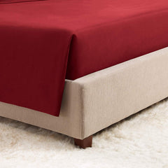 Elastic Fitted Single Bedsheets With 2 Pillow Cover Rooms & Bedrooms Hotels Use | Size - 72 X 30 Inches, Burgundy | Bedding For A Polished Look