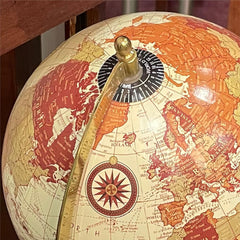 Antique Decorative Cream World Rotating Globe With Wood Base, Office, Table, Showpiece Gift, Kids & Students Learning Map, Pack Of 1