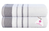 Casa Copenhagen Designed In Denmark White Bay Super Soft 2 Pieces 100% Cotton Large Bath Towel 525 Gsm - Dark Grey/Light Grey