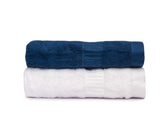 Mush Bamboo 100% Bamboo Hand Towels 400 Gsm | Ultra Soft, Absorbent & Quick Dry Towel (Navy Blue & White) - Set Of 2