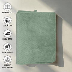 Housse Microfiber Nova Coral Fleece Bath Towel 450 Gsm | Ultra Soft Super Absorbent Towels For Gym, Yoga & Beach (Green) - Pack Of 1
