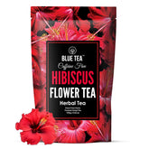 Blue Tea Hibiscus Flower Herbal Tea - 100gm Zipper Pack, 3.5 Ounce, 100+ Cups | Skin Glow Enhancing Tea - Caffeine Free Flower Based Tangy Flavor Tea