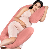Full Body C Shape Pregnancy Pillow For Women, Maternity Pillow, Peach Color | Pillow Gift For Pregnancy Sleeping, Premium Velvet Cover With Zip | Adjustable, Relieves Pain, Multipurpose