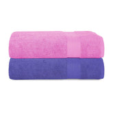 House Of Terry 100% Cotton Bath Towel 1000 Gsm | Quick Dry, Soft & Absorbent, Fade-Resistant, Skin-Friendly Large Size Towel (Baby Pink & Lilac) - Pack Of 2