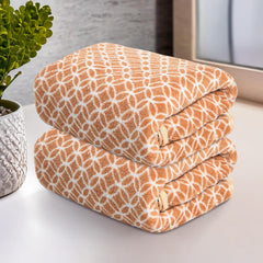 Heart Home Microfiber Soft Face Towels 500 Gsm | Quick Dry & Absorbent Hanging Hand Towels Circle - Golden (Pack Of 2)