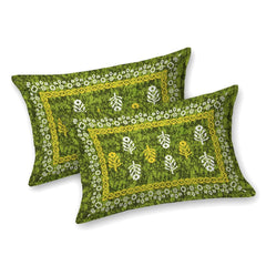 Pure 100% Cotton Double Bed Sheet With 2 Pillow Covers - 90 X 100 Inches, Green | Beautifully Handcrafted Traditional Bedsheets - Skin Friendly Fabric