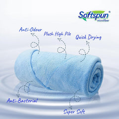 Softspun Microfiber Bath & Hair Care Towel 360 Gsm | Ultra Absorbent Super Soft & Comfortable Quick Drying For Men & Women Daily Use Extra Large Size Towel (Sky Blue)