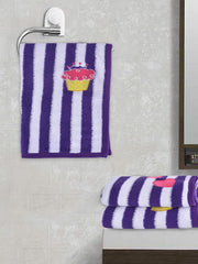 My Milestones 100% Cotton Hand Towel 400 Gsm | Ultra Soft Attractive Embroidery Appliques Cotton Soft, Absorbent Hand Towel Perfect For Face (Set Of 2)- Purple/White