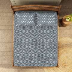 1 Double Bedsheet For Queen With 2 Pillow Covers - Size 90 X 100 Inches, Dark Blue | Soft Feel Wrinkle Resistance | Durability & Comfort, Breathable
