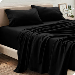 Super King Size Flat Bedsheet With 2 Pillow Covers - 110 X 112 Inches, Black | Good For Home, Hotel, Villa, Resort & Guest House