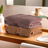 Heart Home Cotton Hand & Face Towels 400 Gsm | For Men & Women Easily Washable Workout Gym Towel - Golden & Brown (Pack Of 2)