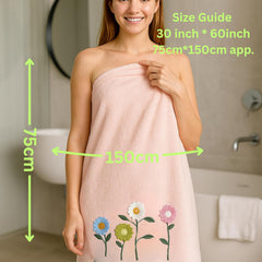 Divyam Floral Embroidered Bath Towel 350 Gsm | Premium Soft Microfiber Quick-Dry, Lightweight & Absorbent Towel With Pastel Daisy Design (Pastel-Pink)