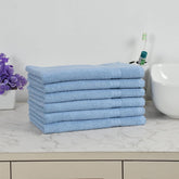 Fresh From Loom Luxury Fur Collection Hand Towel 500 Gsm Napkins Cotton High Absorbency Double Stitched Size (Aqua) - Set Of 6