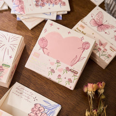 Sticky Notes Set, 200 Self Stick Memo Pad With Delicate Heart, Rose & Butterfly Designs