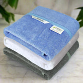 Heelium Bamboo Bath Towel 3x Softer & Quick Drying 400 Gsm (Iris, White, Grey)
