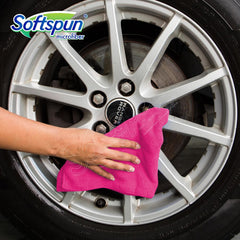 Softspun Microfiber Cleaning Cloths Towel 340 Gsm | Thick Lint & Streak-Free Multipurpose Cloths Automotive Microfibre Towels For Car, Bike Cleaning Polishing Washing Pack Of 5 (Pink)