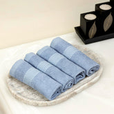 Akiko Home 100% Bamboo Face Towel 500 Gsm | Quick Dry, Super Soft, Anti Bacteria, Fast Absorbent, Eco Friendly, Hypoallergenic, Odor Resistant Face Towel | Pack Of 4 (Blue)