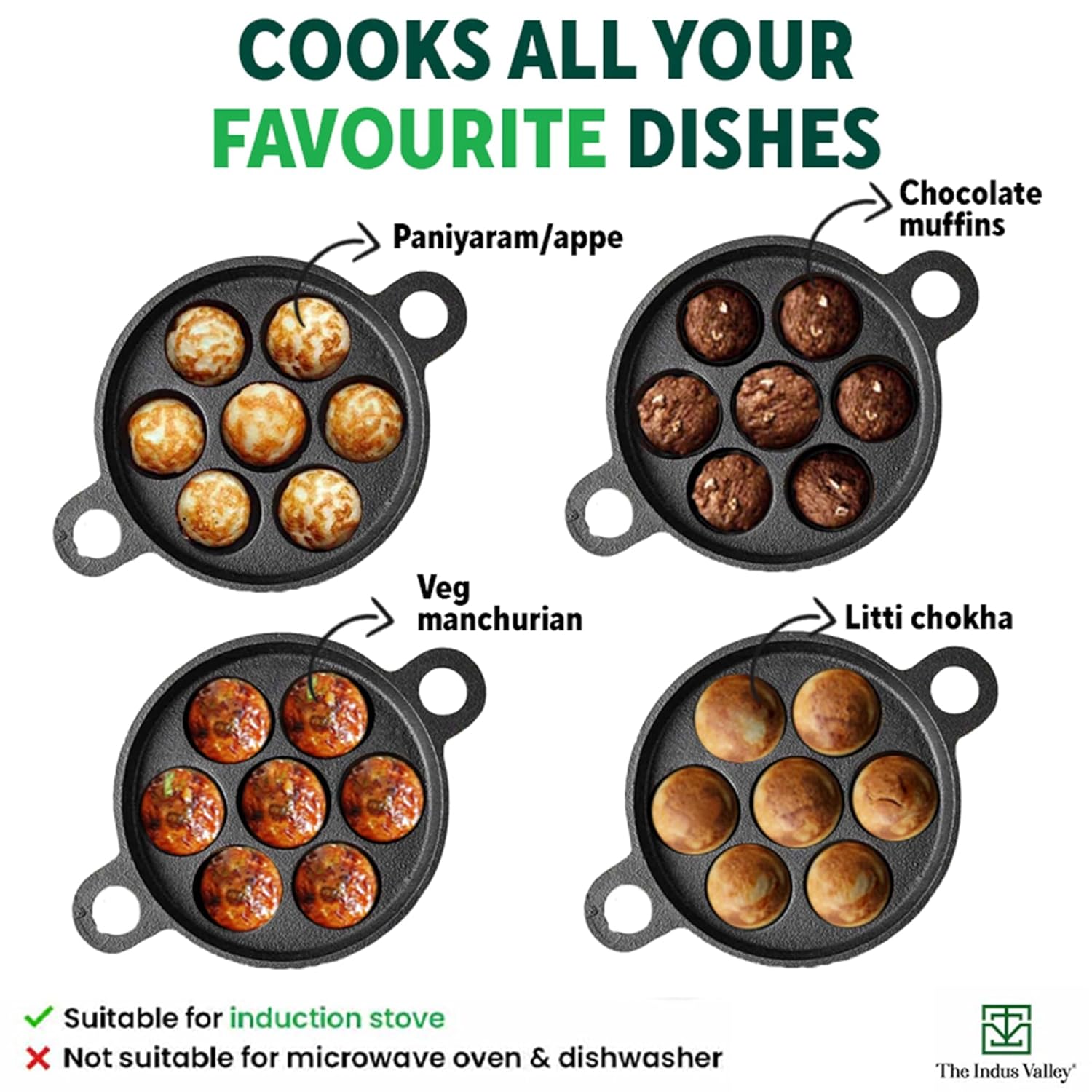 Super Smooth Black Cast Iron Paniyaram Pan - 7 Pit, 19cm, 7.4 Inch, 2.2 Kg | Induction Friendly - Nonstick, Pre-Seasoned Appe Or Paddu Pan, 100% Pure & Toxin-Free, No Chemical Coating Super Smooth Black Cast Iron Paniyaram Pan - 7 Pit, 19cm, 7.4 Inch, 2.2 Kg | Induction Friendly - Nonstick, Pre-Seasoned Appe Or Paddu Pan, 100% Pure & Toxin-Free, No Chemical Coating